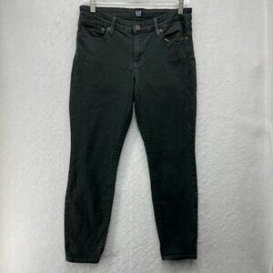 Gap Denim Jeans Women's Sz 28 Dark Green Regular Fit Skinny Mid-Rise Stretch